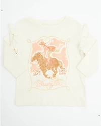 Wrangler Toddler Girls' Cowgirl Long Sleeve Graphic Tee