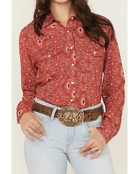 Panhandle Women's Paisley Print Long Sleeve Snap Western Shirt