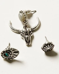 Shyanne Women's Soleil Steer Head Earring Set - 6 Piece