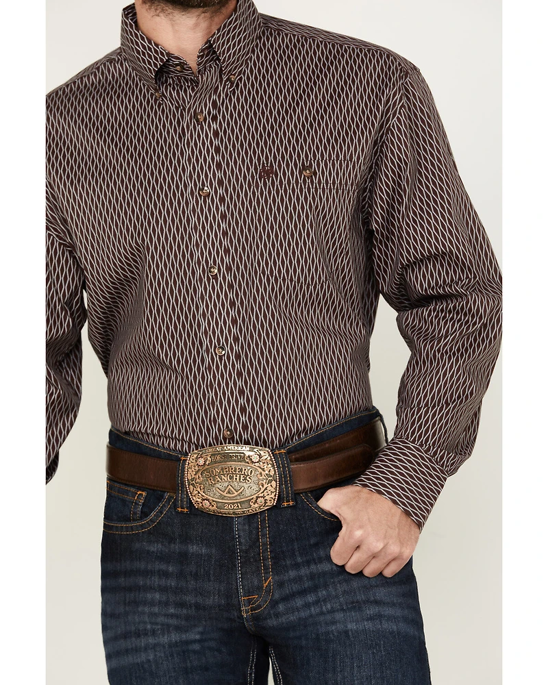 Wrangler Men's Classics Geo Print Long Sleeve Button-Down Western Shirt