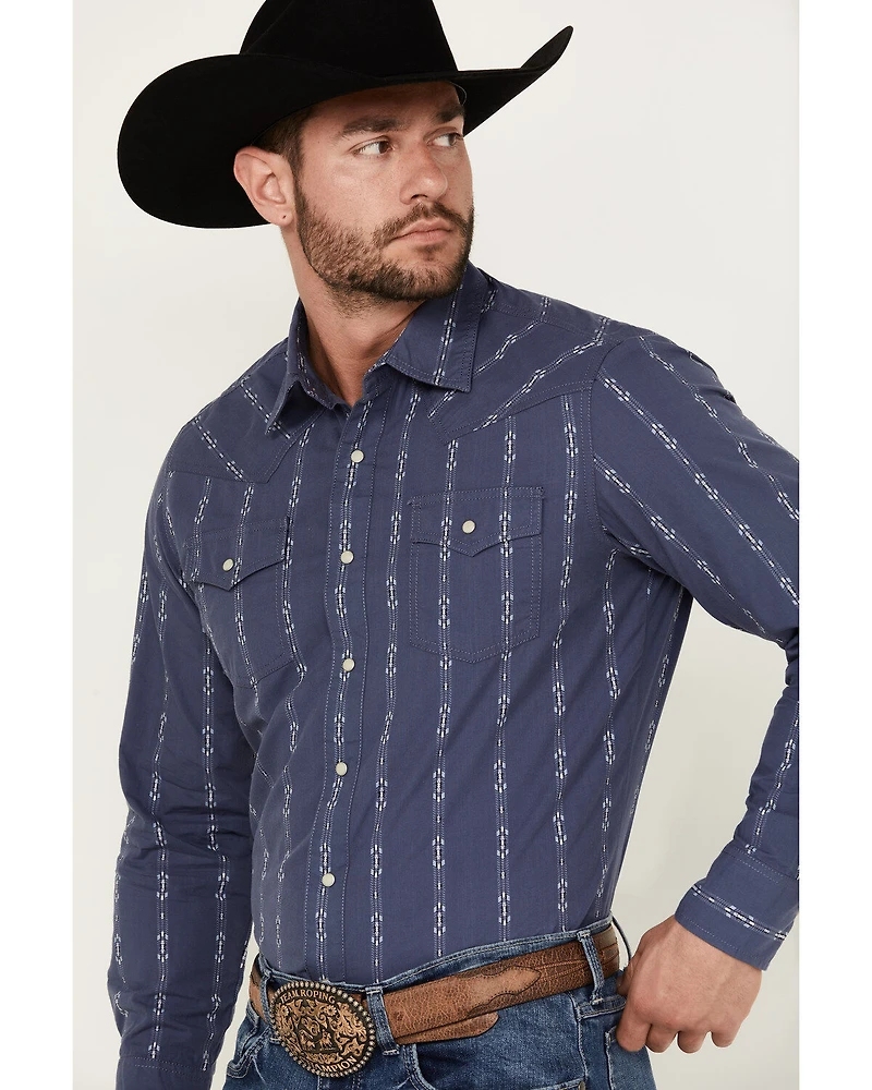 Wrangler Retro Men's Premium Linear Print Long Sleeve Snap Western Shirt