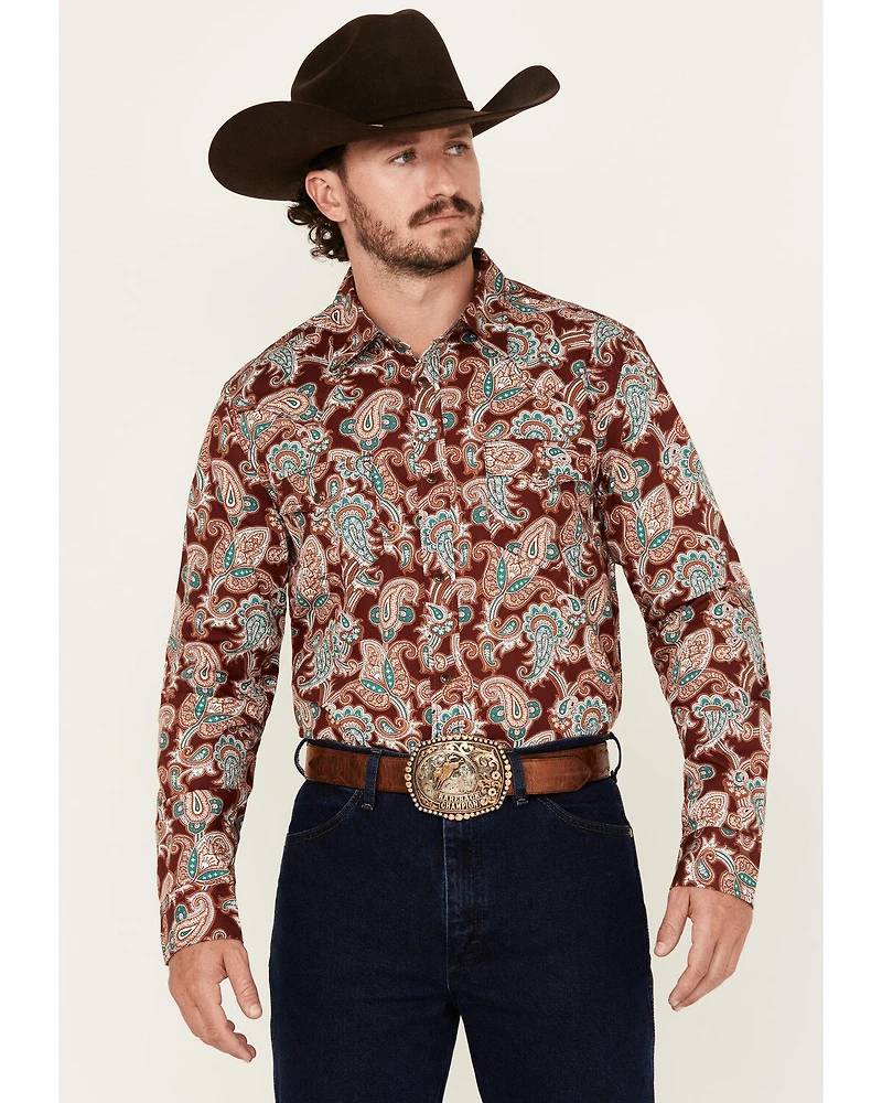 Cody James Men's Noah Paisley Print Long Sleeve Snap Western Shirt