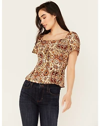 Idyllwind Women's Slaydon Tapestry Print Short Sleeve Shirt