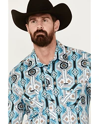 Rock & Roll Denim Men's Southwestern Print Long Sleeve Pearl Snap Stretch Western Shirt