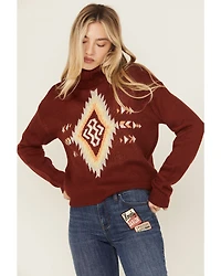 Rock & Roll Denim Women's Southwestern Print Turtleneck Sweater