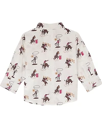 Wrangler Toddler Girls' Rodeo Print Long Sleeve Pearl Snap Western Shirt