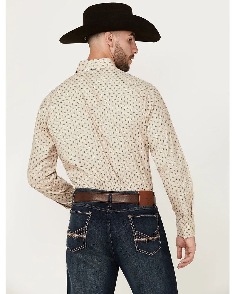 Ely Walker Men's Mini Southwestern Geo Print Long Sleeve Snap Western Shirt