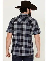 Moonshine Spirit Men's Collide Plaid Print Short Sleeve Snap Western Shirt