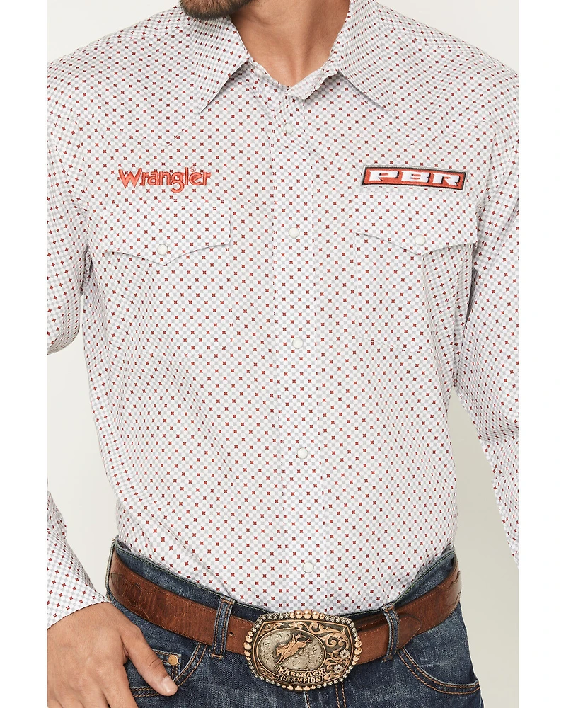 Wrangler Men's PBR Logo Long Sleeve Snap Western Shirt