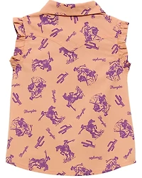 Wrangler Infant Girls' Western Print Sleeveless Pearl Snap Shirt