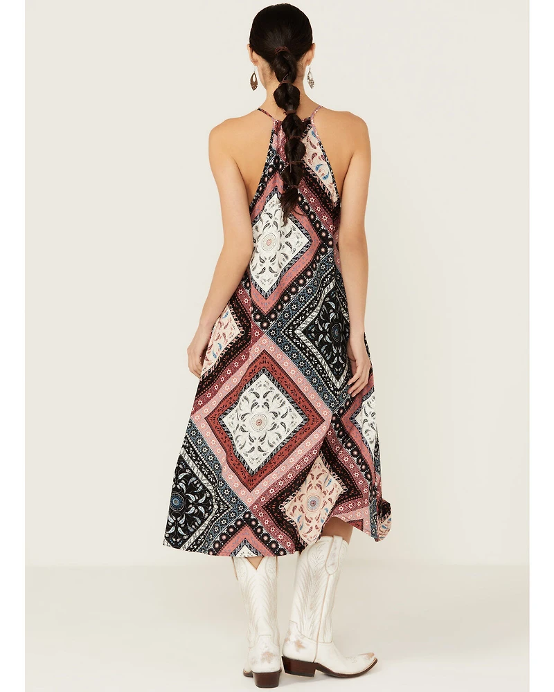 Shyanne Women's Patchwork Printed Sleeveless Midi Dress