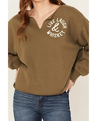 Cleo + Wolf Women's Live Laugh Whiskey Oversized Cropped Pullover