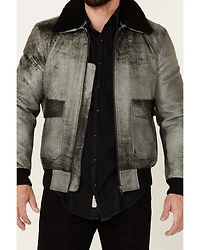 Understated Leather Men's Spirit Distressed Cowhide Zip-Front Bomber Jacket