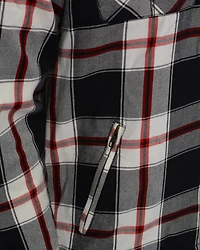 Milwaukee Performance Men's Black/White/Red Aramid Flannel Biker Jacket