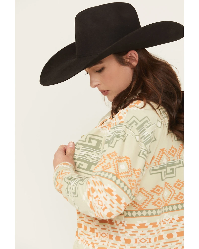 Rock & Roll Denim Women's Southwestern Print Long Sleeve Button-Down Western Shirt