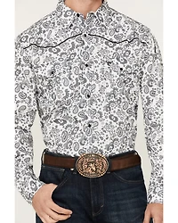 Cowboy Hardware Men's Paisley Print Long Sleeve Snap Western Shirt