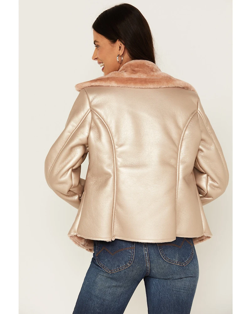 Shyanne Women's Lux Metallic Faux Shearling Jacket