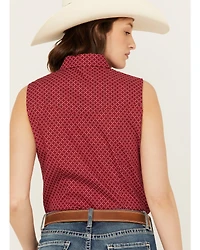 Ely Walker Women's Geo Print Sleeveless Pearl Snap Western Shirt