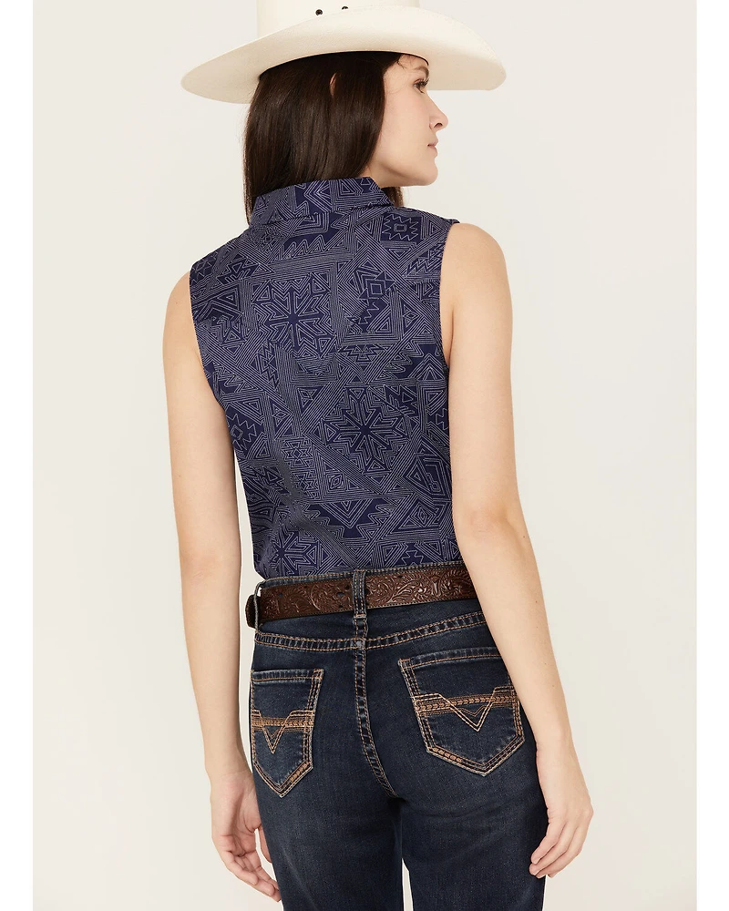 Wrangler Women's Sleeveless Southwestern Snap Western Shirt