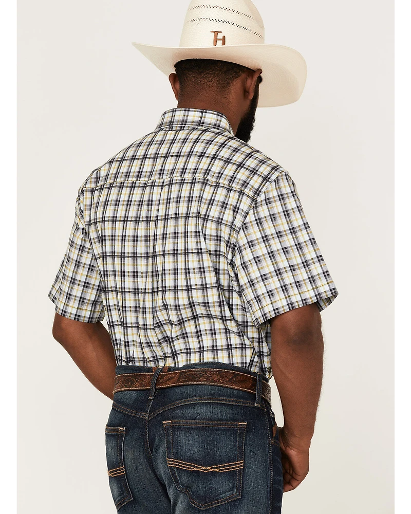 RANK 45® Men's Sponsor Plaid Print Short Sleeve Button-Down Western Shirt
