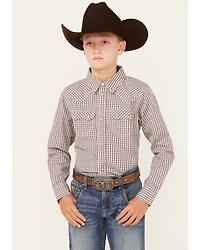Cody James Boys' Rowdy Plaid Print Long Sleeve Snap Western Shirt