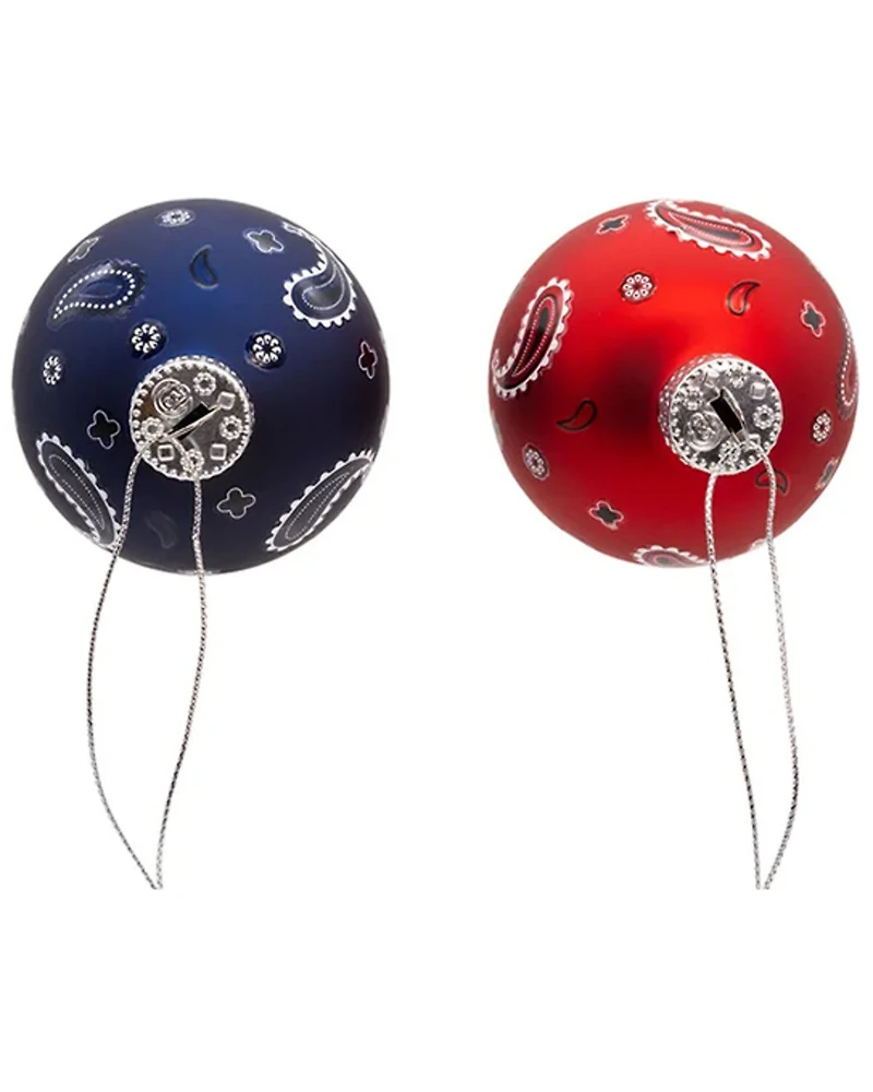 Kurt Adler Glass Bandana Style Ball Ornament Set - 6 Piece