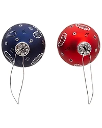 Kurt Adler Glass Bandana Style Ball Ornament Set - 6 Piece