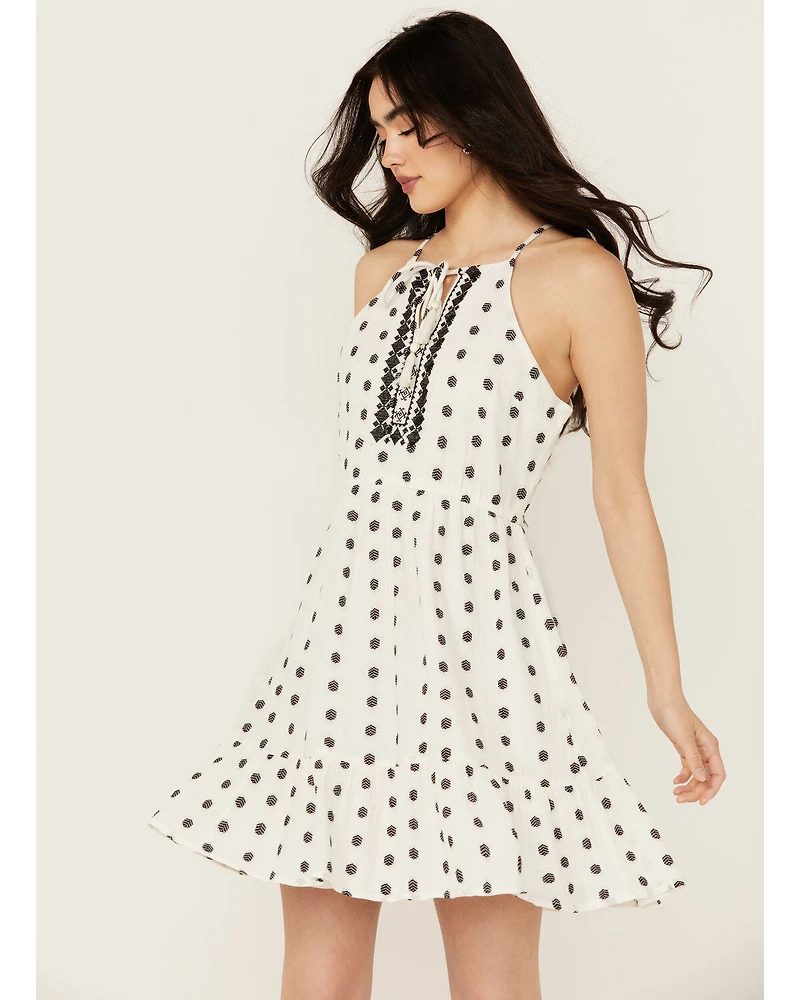 Idyllwind Women's Zelida Embroidered Halter Neck Mini Dress