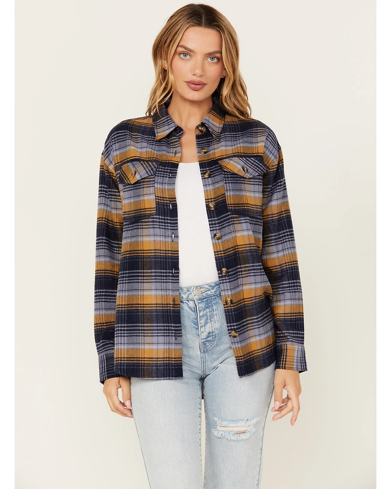 Cleo + Wolf Women's Long Sleeve Button-Down Flannel Boyfriend Shirt