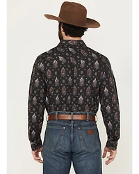 Gibson Trading Co Men's Tiki Torch Paisley Print Long Sleeve Snap Stretch Western Shirt