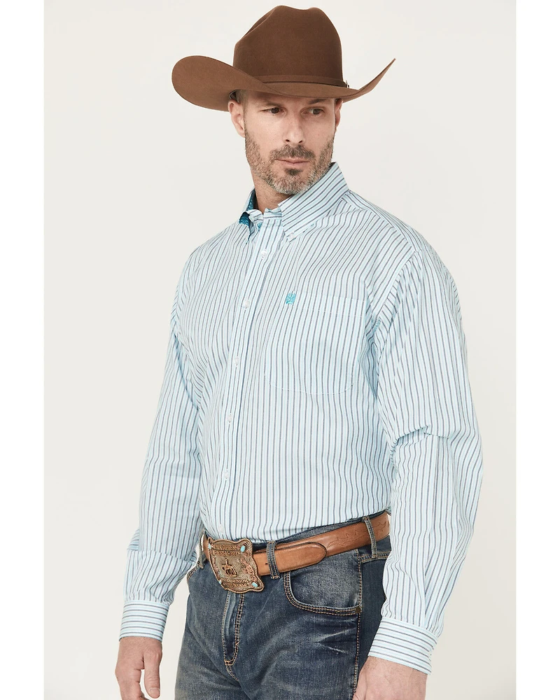 Cinch Men's Striped Long Sleeve Button-Down Stretch Western Shirt
