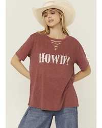 Blended Women's Howdy Rhinestone Short Sleeve Graphic Tee