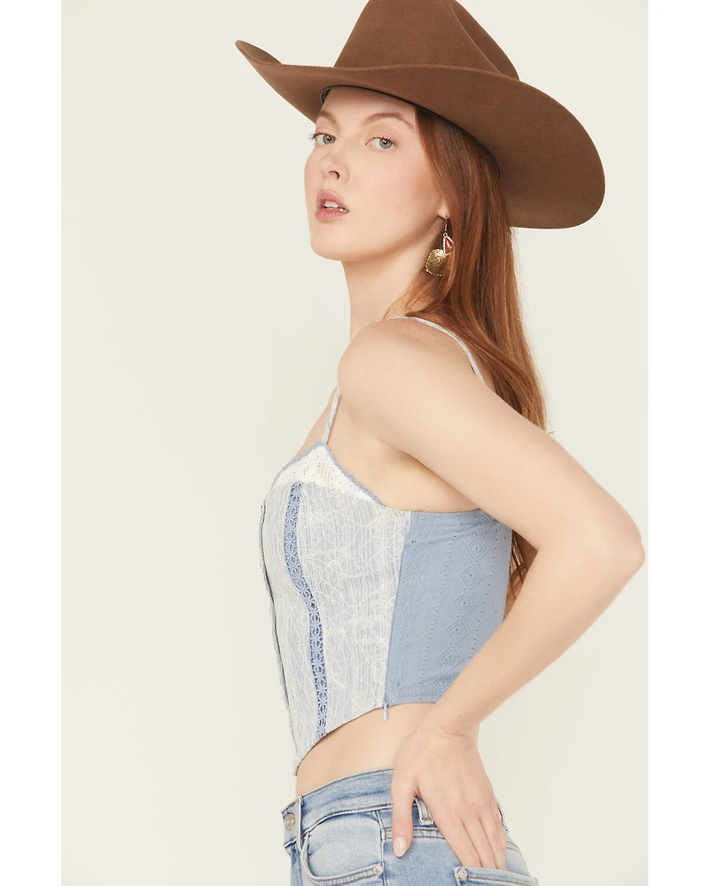 Miss Me Women's Denim Sleeveless Button-Down Bustier