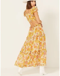 Cleobella Women's Floral Print Ruffle Clara Maxi Dress