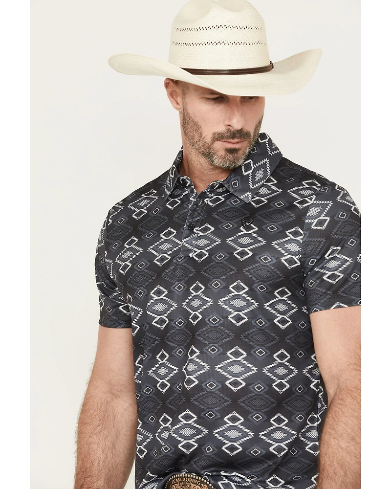 Rock & Roll Denim Men's Southwestern Striped Short Sleeve Button-Down Polo