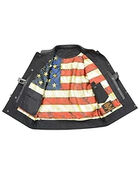 Milwaukee Leather Men's Old Glory Laced Arm Hole Concealed Carry Leather Vest - 5X