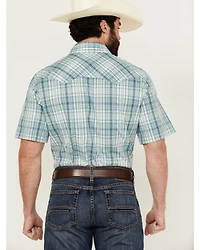 Wrangler Retro Men's Plaid Print Short Sleeve Pearl Snap Western Shirt