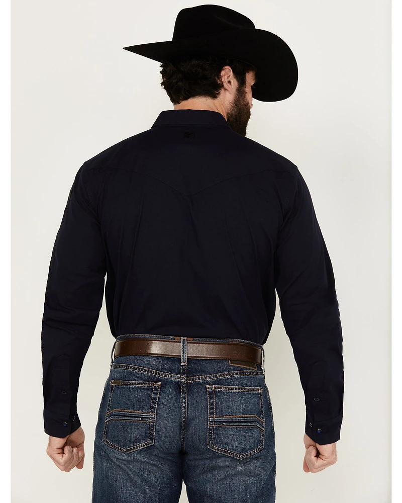RANK 45® Men's Southwest Action Long Sleeve Snap Performance Western Shirt
