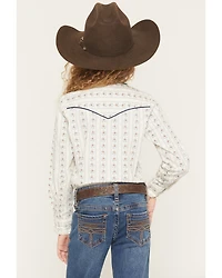 Ely Walker Girls' Wallpaper Floral Long Sleeve Pearl Snap Western Shirt