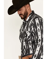 Rock & Roll Denim Men's Southwestern Print Long Sleeve Pearl Snap Stretch Western Shirt