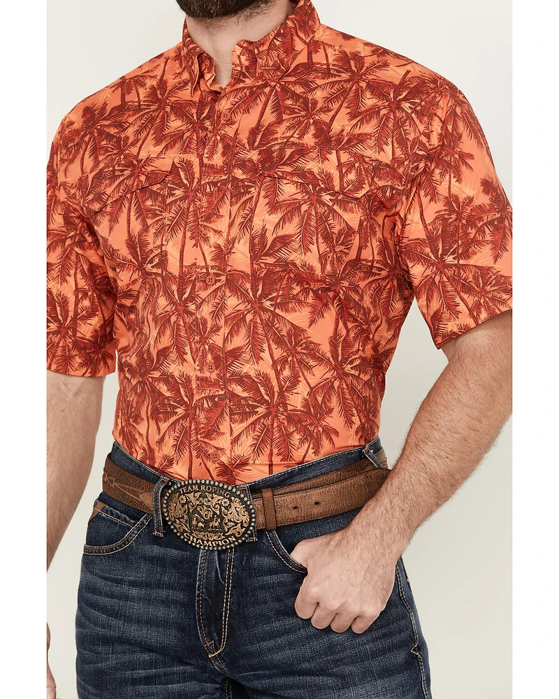 Ariat Men's VentTek Outbound Palm tree Print Short Sleeve Button-Down Performance Western Shirt - Tall