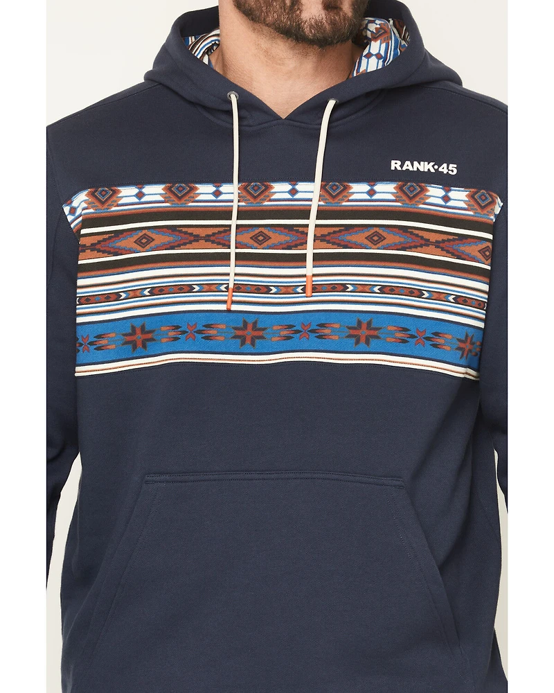 RANK 45® Men's Border Striped Print Hooded Sweatshirt