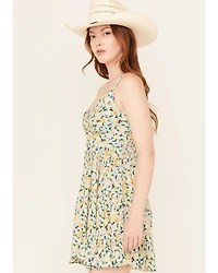Angie Women's Floral Print Knot Front Mini Dress