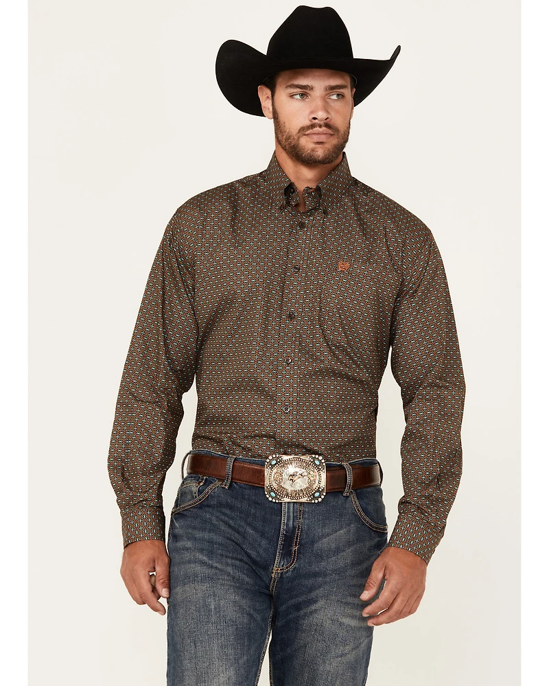 Cinch Men's Geo Print Long Sleeve Button-Down Western Shirt