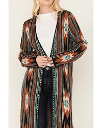 Rock & Roll Denim Women's Southwestern Print Long Sleeve Duster