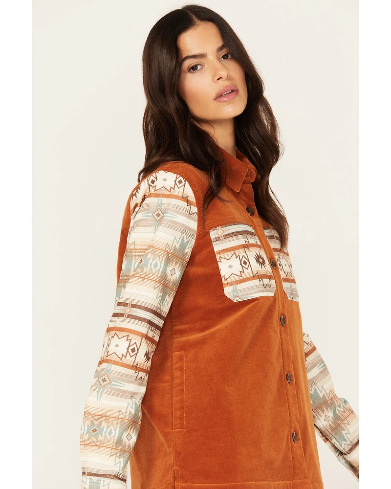 Shyanne Women's Printed Stretch Corduroy Shacket