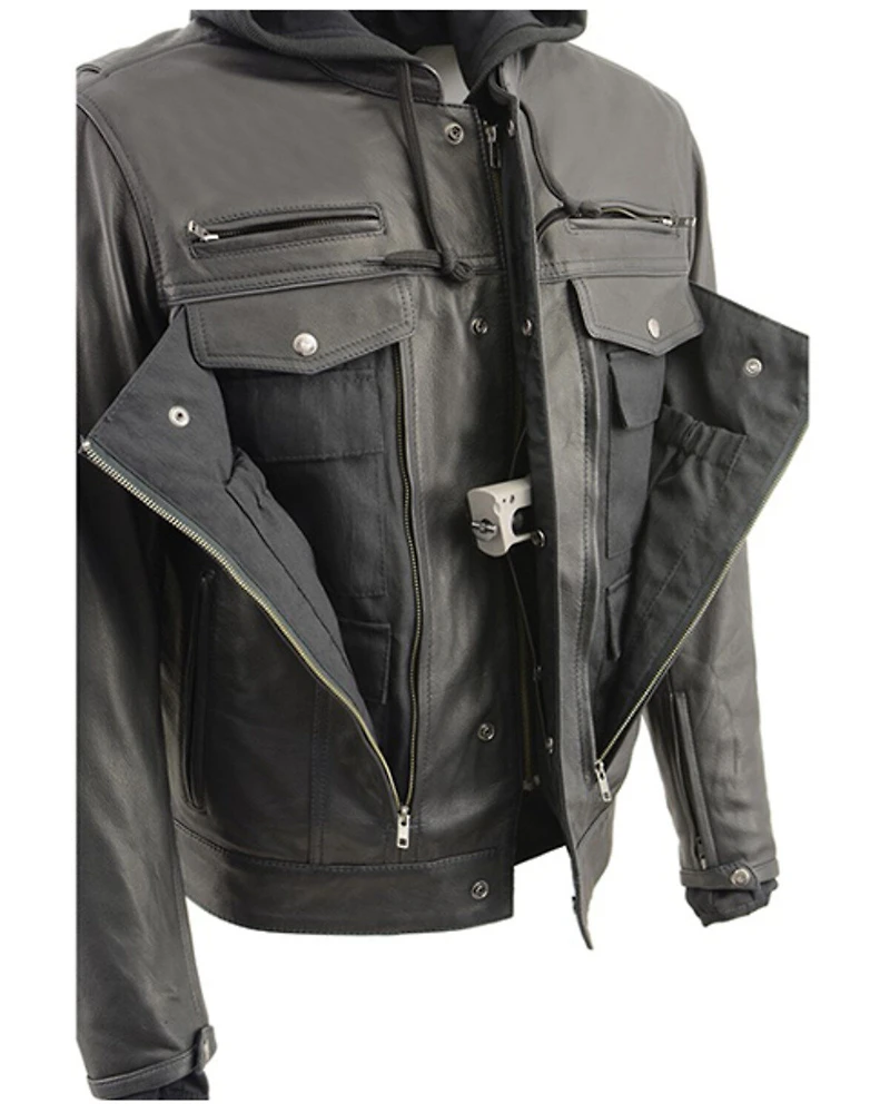 Milwaukee Leather Men's Vented Utility Pocket Leather Motorcycle Jacket -4X