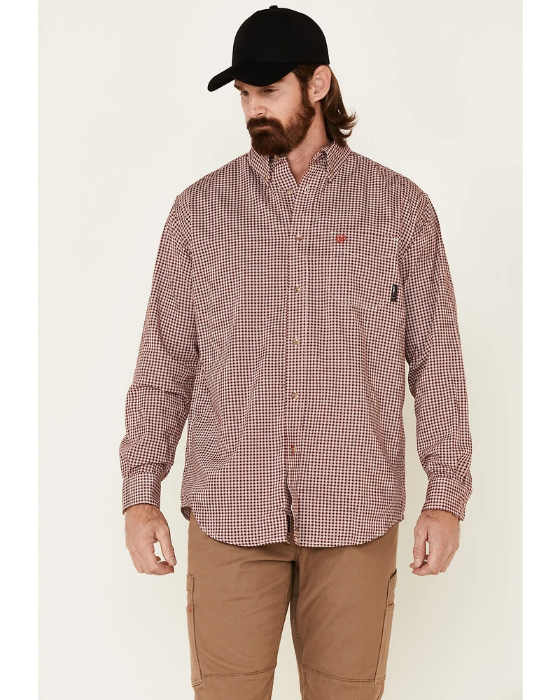 Ariat Men's FR Plaid Print Long Sleeve Work Shirt - Big & Tall