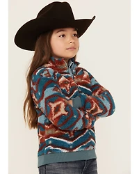 Rock & Roll Denim Girls' Southwestern Print Sherpa Pullover