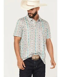 Panhandle Slim Men's Southwestern Striped Short Sleeve Pearl Snap Performance Polo